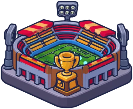 The Championship landmark: a stadium with a golden trophy