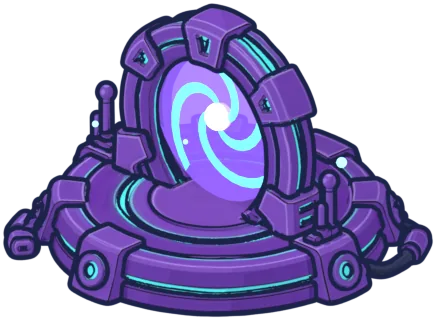 The Teleport landmark: a purple portal ring
